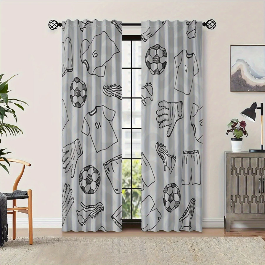 Sports Equipment In French - 2 Cortinas con Estampado Digital, Diseño