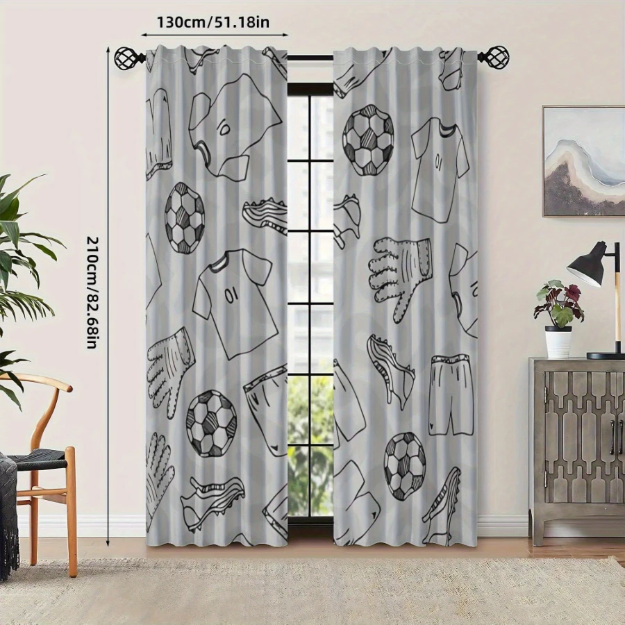 2 Cortinas con Estampado Digit - Sports Equipment In French reseña y precio